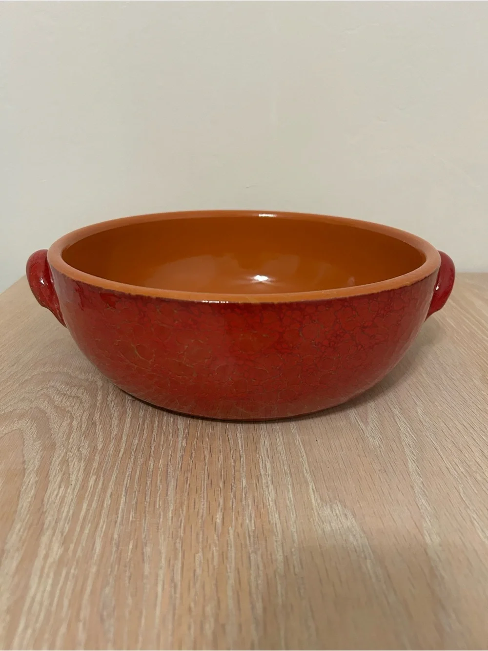 De Silva Italy Red Ceramic Serving Bowl with Side Handles